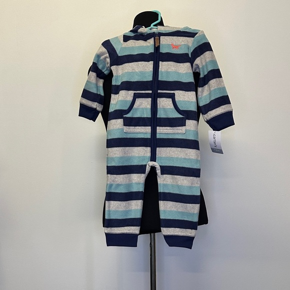 Carter's Other - Carter’s Striped Hooded Baby fleece One-Piece 12 months